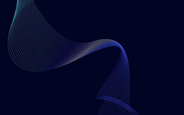 Fondo de onda de línea de tecnología de color degradado azul abstracto