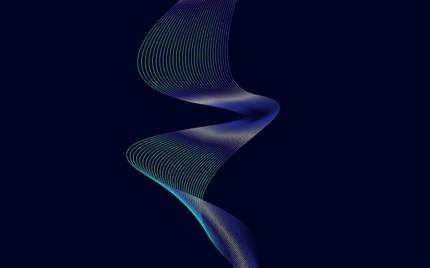 Fondo de onda de línea de tecnología de color degradado azul abstracto