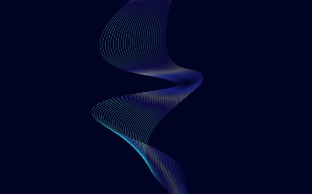 Fondo de onda de línea de tecnología de color degradado azul abstracto