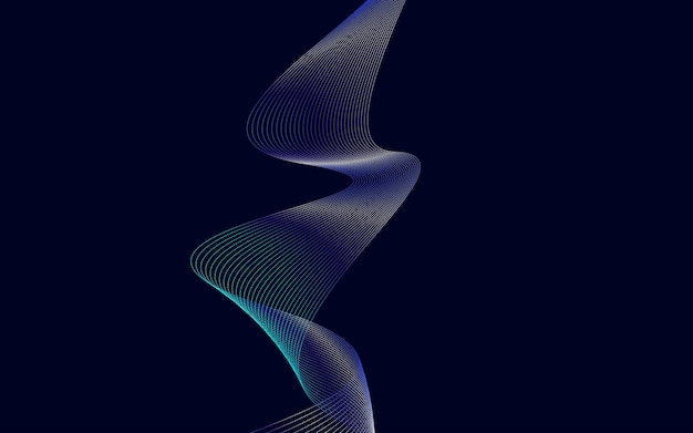 Fondo de onda de línea de tecnología de color degradado azul abstracto