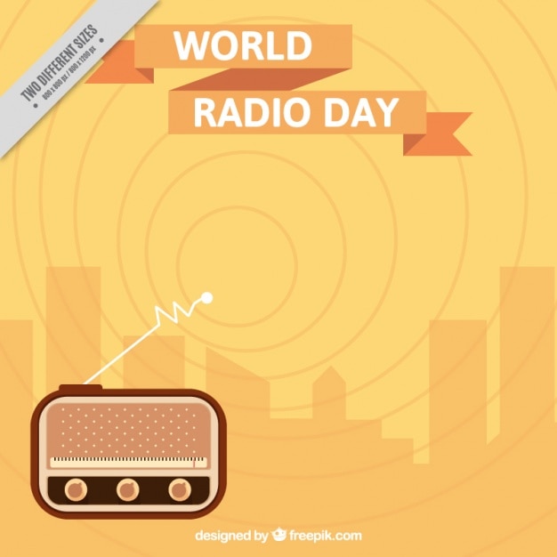 Vector gratuito fondo de ondas del día mundial de la radio en diseño plano