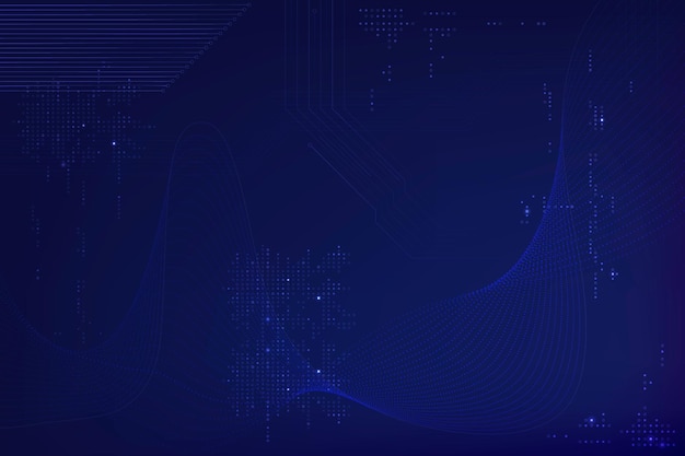 Fondo de ondas futuristas azules con tecnología de código de computadora