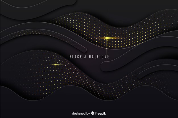 Fondo ondas negras efecto halftone