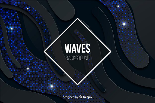 Fondo de ondas negras con efecto de medio tono