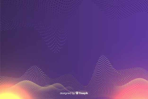 Fondo con ondas de partículas digitales abstractas