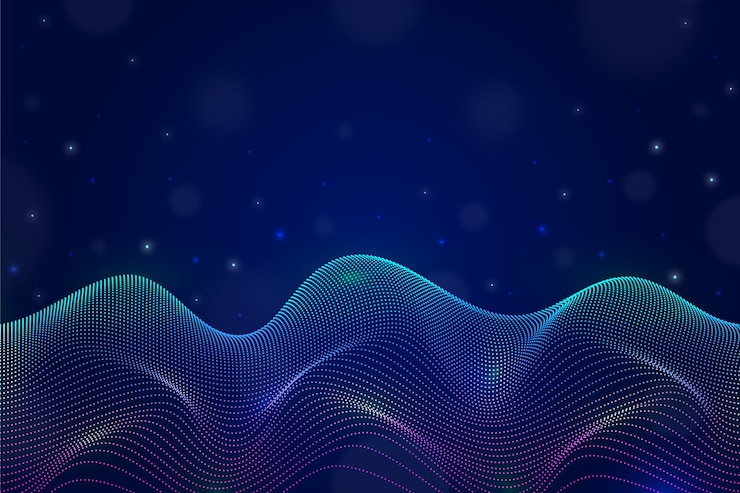 Vector gratuito fondo de ondas de partículas de gradiente