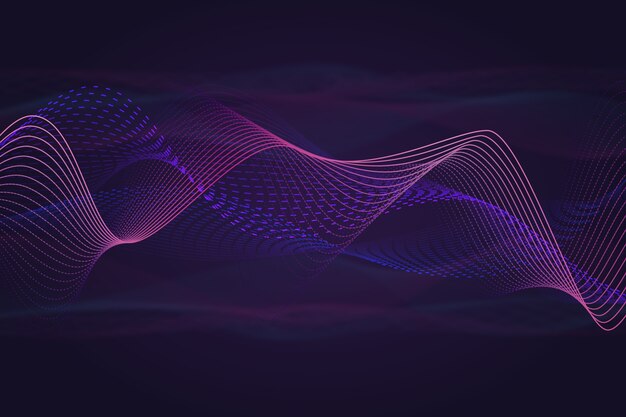 Fondo de ondas de sonido de música con efecto de humo colorido