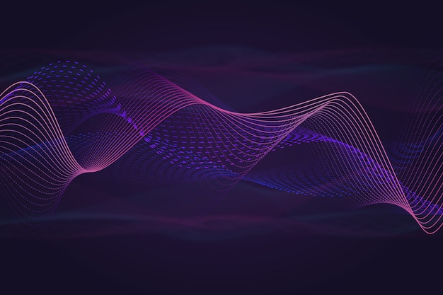 Fondo de ondas de sonido de música con efecto de humo colorido
