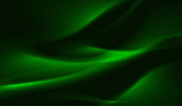 Fondo ondulado abstracto verde sobre fondo oscuro