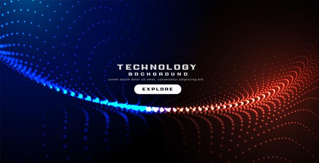 Fondo ondulado digital de partículas de tecnología brillante
