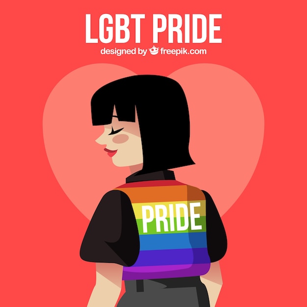 Vector gratuito fondo de orgullo lgbt con chica