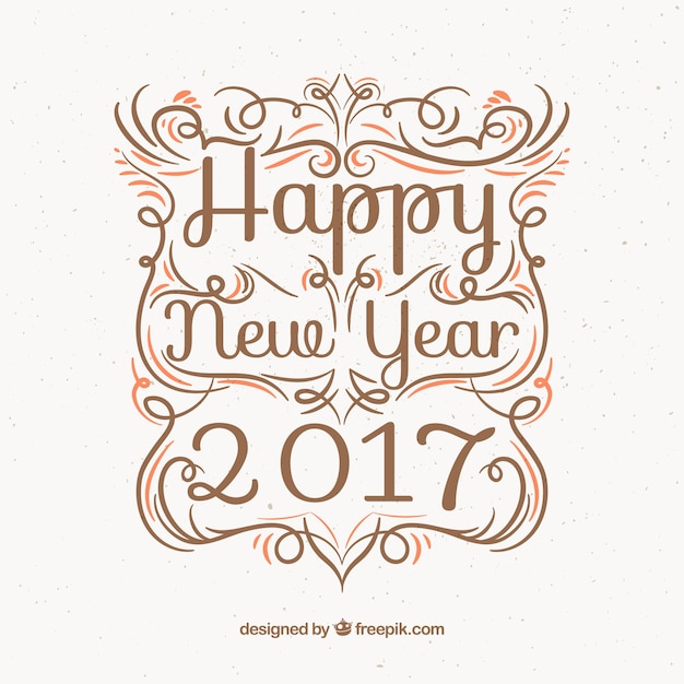 Vector gratuito fondo ornamental de feliz año nuevo 2017 en estilo vintage