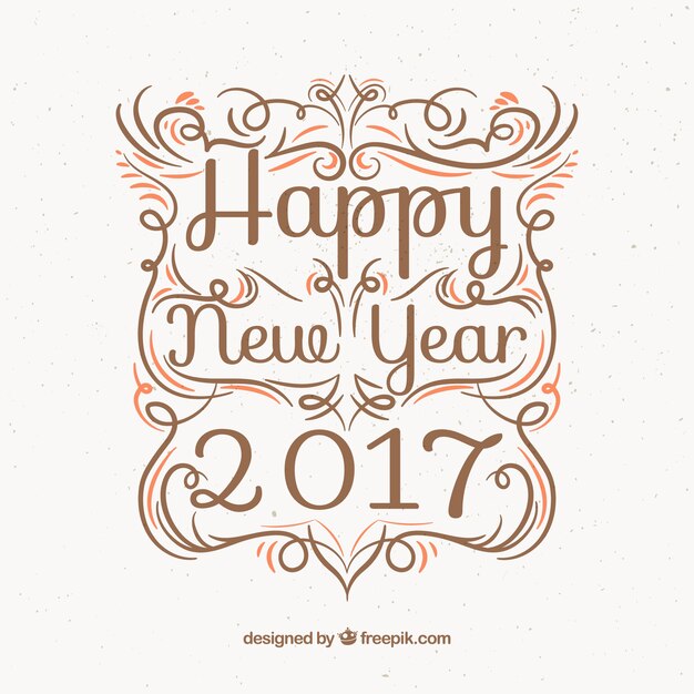Fondo ornamental de feliz año nuevo 2017 en estilo vintage 