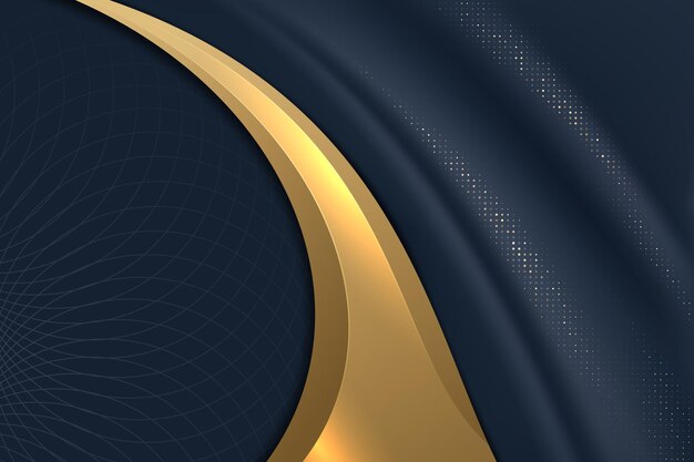 Fondo de oro y azul oscuro de lujo ondulado abstracto