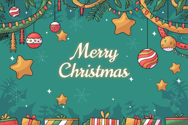 Fondo de oropel navideño dibujado a mano
