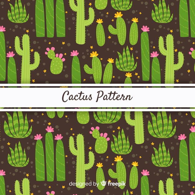 Fondo oscuro cactus dibujado a mano