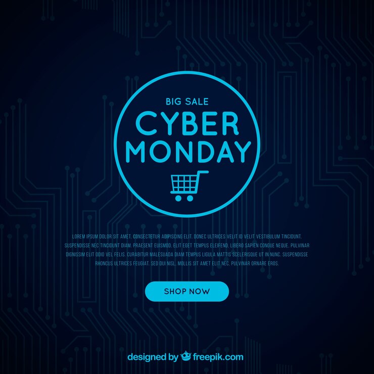 Vector gratuito fondo oscuro de cyber monday 