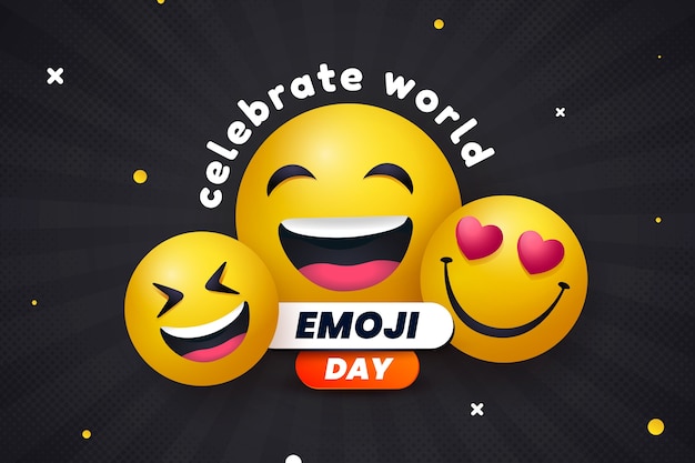 Vector gratuito fondo oscuro del día mundial del emoji degradado