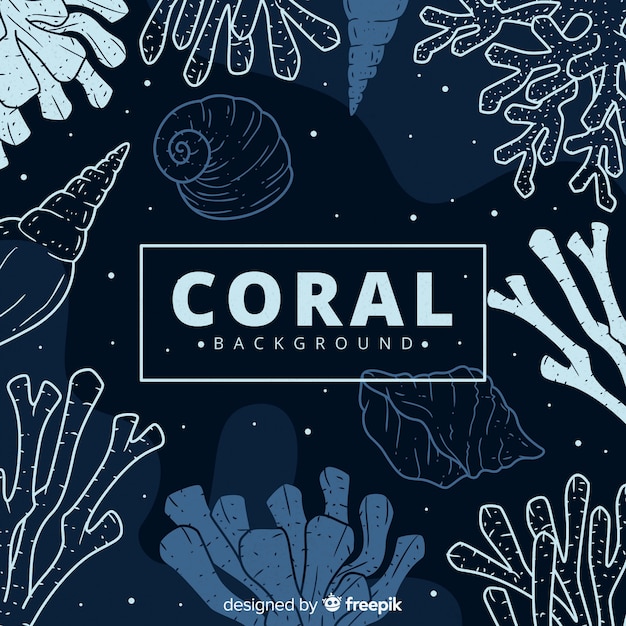 Fondo oscuro dibujado a mano coral