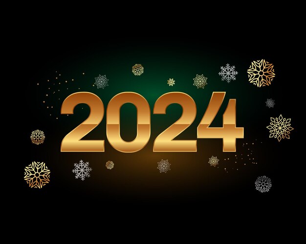 Fondo oscuro festivo de año nuevo 2024 con diseño de copo de nieve