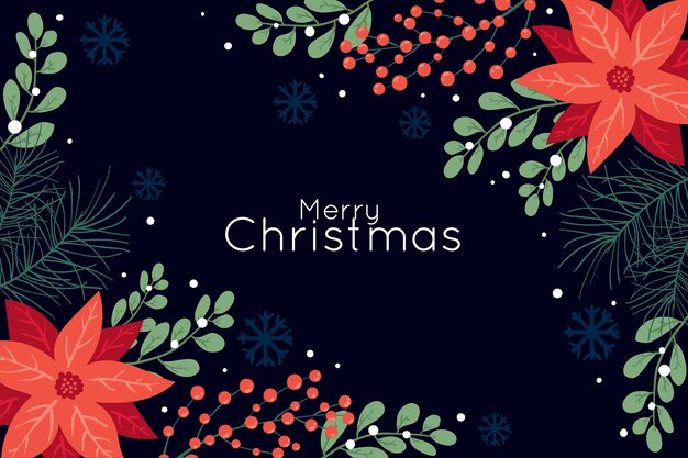 Fondo oscuro con flores de navidad
