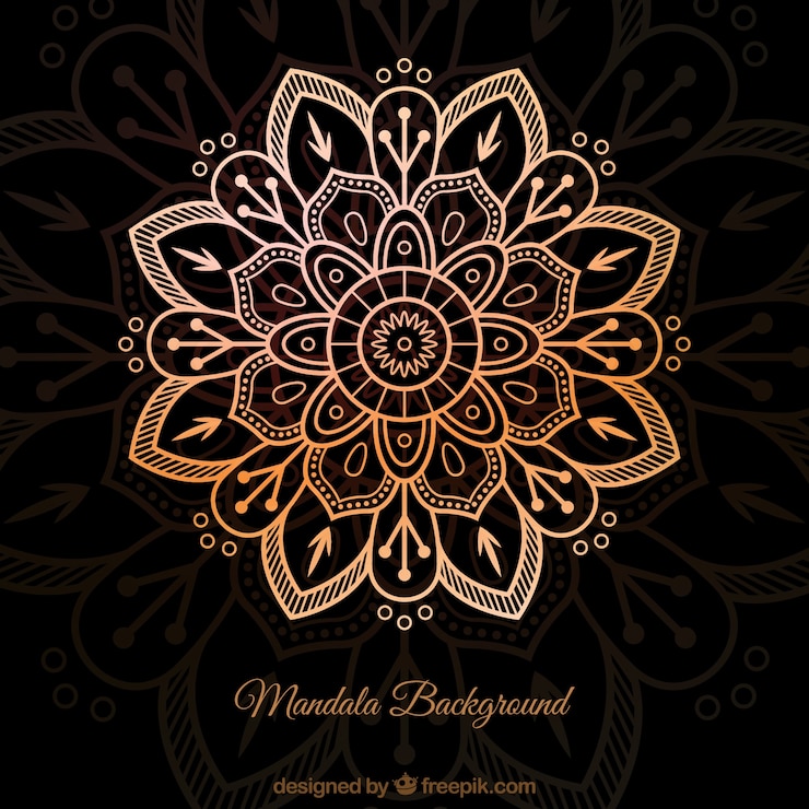 Vector gratuito fondo oscuro de mandala dorado