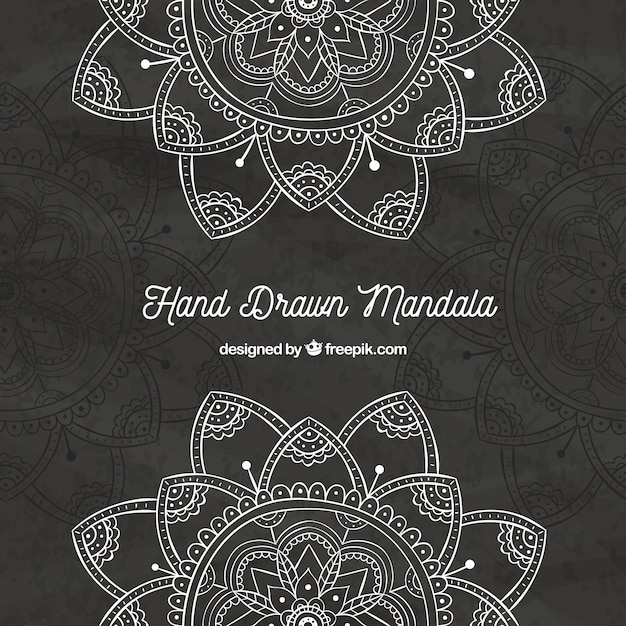 Vector gratuito fondo oscuro de mandalas dibujados a mano