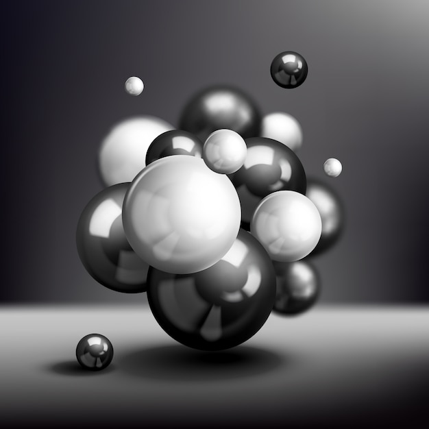 Fondo oscuro de la molécula de las esferas 3d