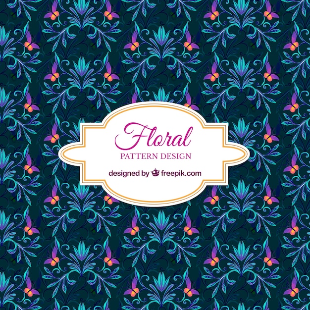 Fondo oscuro con patrón floral