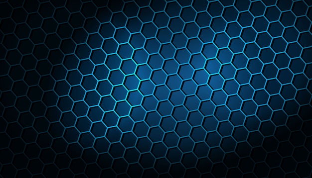 fondo oscuro con patrón hexagonal azul