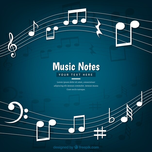 Fondo oscuro de pentagrama con notas musicales