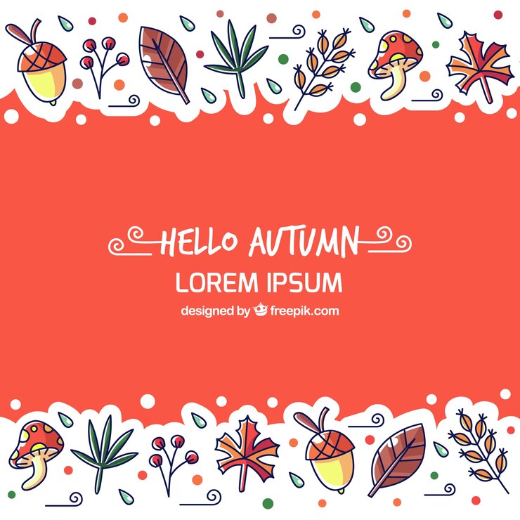 Vector gratuito fondo otoñal adorable dibujado a mano