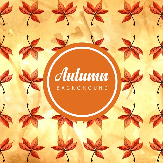 Fondo de otoño con acuarela Hojas de naranja, amarillo y verde
