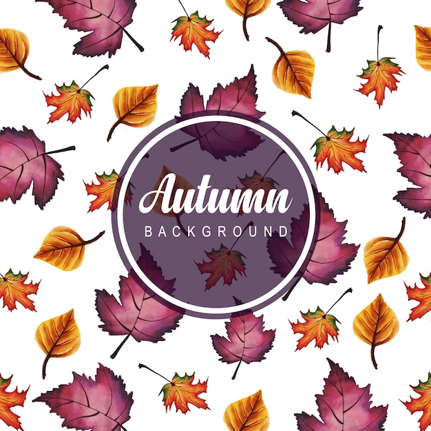 Fondo de otoño con acuarela Hojas de naranja, amarillo y verde