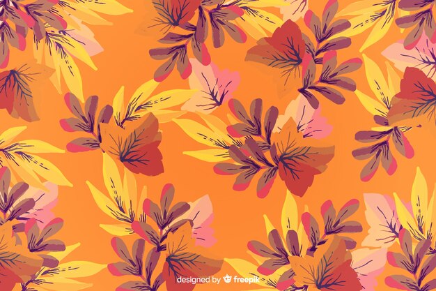 Fondo de otoño acuarela con hojas