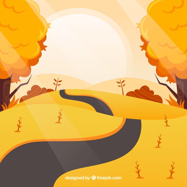 Fondo de otoño con árboles y paisaje