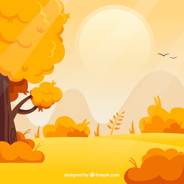 Vector gratuito fondo de otoño con árboles y paisaje