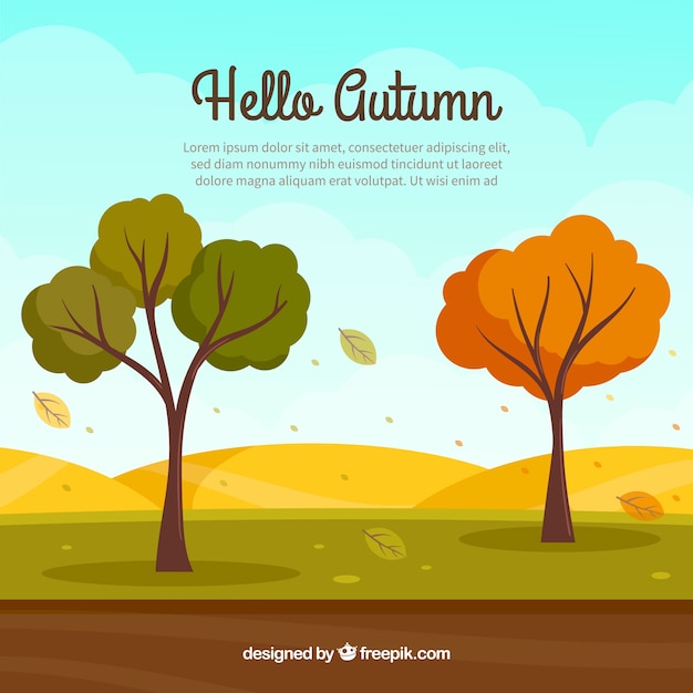 Vector gratuito fondo de otoño con árboles