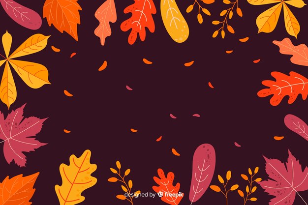 Fondo de otoño co hojas en diseño plano