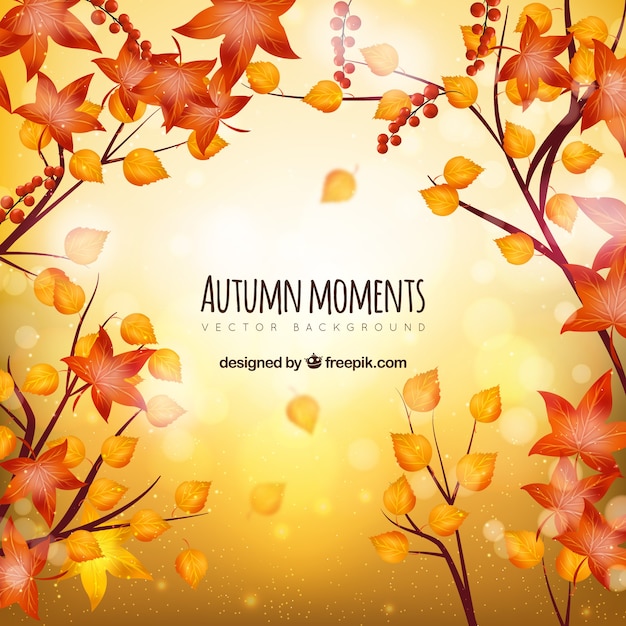 Fondo de otoño colorido con hojas de diseño plano