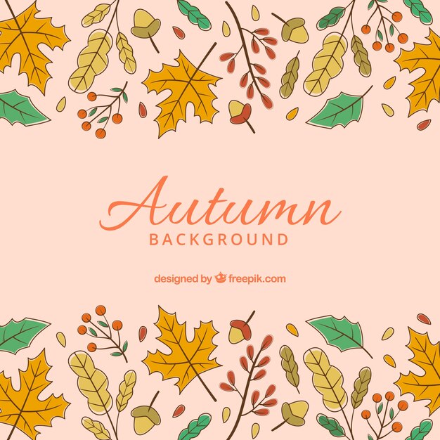 Fondo de otoño dibujado a mano con estilo colorido