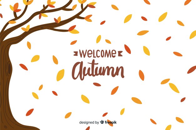 Fondo de otoño dibujado a mano con hojas