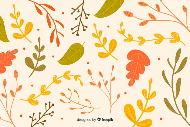 Fondo de otoño dibujado a mano con hojas