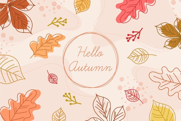 Fondo de otoño dibujado a mano