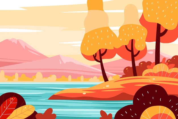 Fondo otoño dibujado a mano