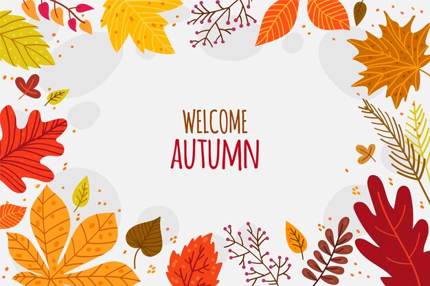 Fondo otoño dibujado a mano