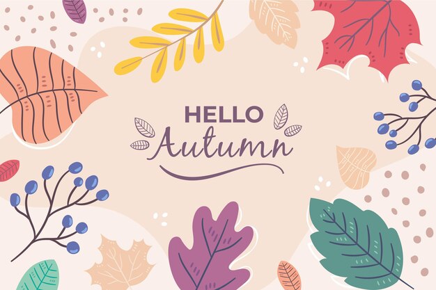 Fondo otoño dibujado a mano