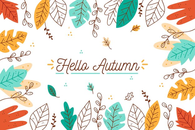 Fondo otoño dibujado a mano