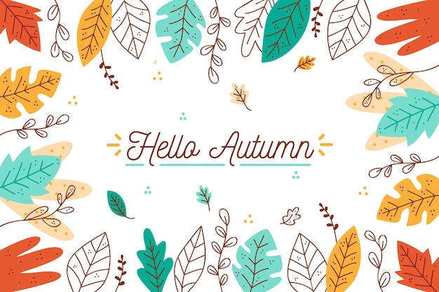 Fondo otoño dibujado a mano