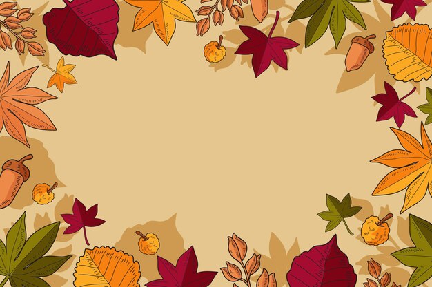 Fondo de otoño dibujado a mano